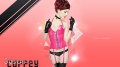 Woman latex gloves stockings corset susan coffey redheads choker