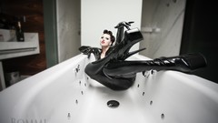 Woman latex high heels