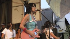 Woman latex katy perry guitars brunettes