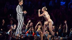 Woman latex miley cyrus singers standing mtv video music awards 