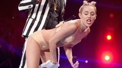 Woman latex miley cyrus singers standing mtv video music awards 