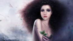 Woman leaves cgi artwork