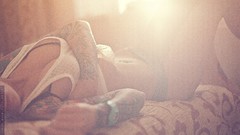 Woman legs blondes tattoos Russians Karina Toby Alexander 