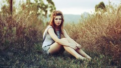 Woman legs blue eyes redheads teen