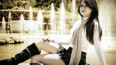 Woman legs boots mini skirts