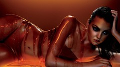 Woman legs brunettes models body painting