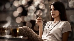 Woman legs brunettes models necklaces