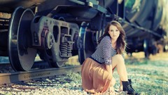 Woman legs brunettes trains