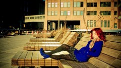 Woman legs cityscapes susan coffey redheads high heels
