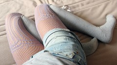 Woman legs knee socks fishnet stockings body parts