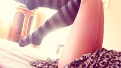 Woman legs knee socks striped legwear body parts