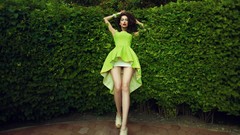 Woman legs long hair brunettes models Leaning girls in nature 