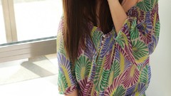 Woman legs long hair brunettes models window panes Met-Art 