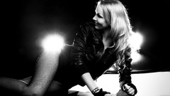 Woman legs stockings blondes grayscale fishnet lingerie