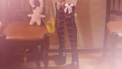 Woman legs stockings platform shoes body parts