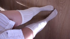 Woman legs stockings white stockings body parts