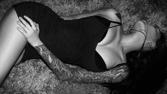 Woman legs tattoos brunettes models huge boobs Russians Sasha 