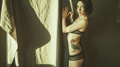 Woman legs tattoos lingerie brunettes singers models Santa 