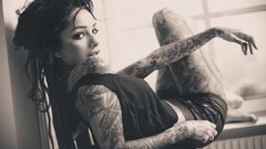 Woman legs tattoos models boobs suicide girls