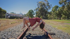 Woman levitation trains