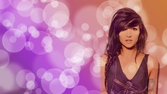 Woman lights orange purple