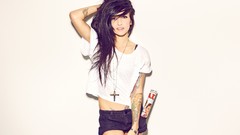 Woman lights white background brunettes Lights Valerie 