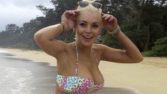 Woman Lindsay Lohan Beaches Actress blondes boobs
