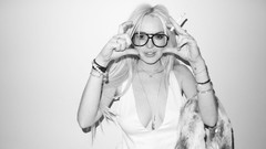 Woman Lindsay Lohan Cigarettes Actress blondes cleavage boobs 