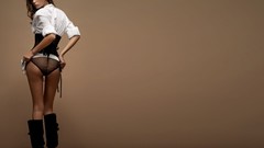 Woman lingerie boots brunettes models