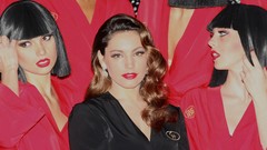 Woman lingerie brunettes bangs models