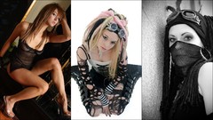 Woman lingerie brunettes colored hair cosplay Leah Dizon gothic 