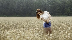 Woman lingerie brunettes models girls in nature