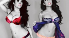 Woman lingerie brunettes selective coloring