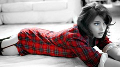 Woman lingerie brunettes selective coloring