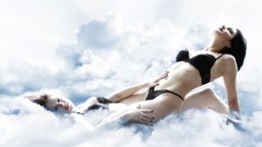 Woman lingerie models black lingerie Cloud 9