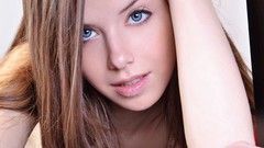 Woman lips blondes long hair blue eyes Anita C