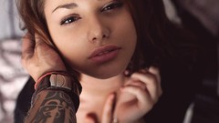 Woman lips brown eyes brunettes models Aleksandr Mavrin