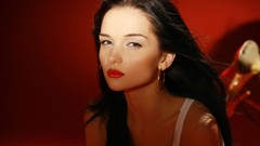 Woman lips brown eyes brunettes ukrainian Katie Fey