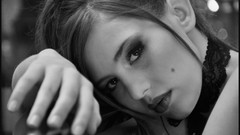 Woman lips brunettes grayscale