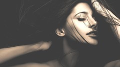 Woman lips brunettes poses