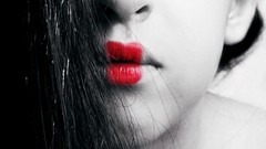 Woman lips brunettes selective coloring