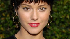 Woman lips Celebrity green background Actress earrings 