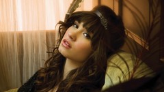 Woman lips curtains demi lovato