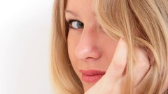 Woman lips faces blondes blue eyes models ella hands on face 