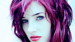 Woman lips faces blue eyes susan coffey purple hair