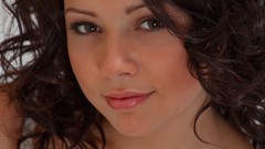 Woman lips faces brown eyes brunettes models curly hair 