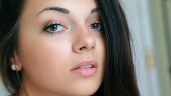 Woman lips faces brown eyes brunettes models Valencia N