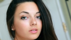 Woman lips faces brown eyes brunettes models Valensia N-Femjoy 