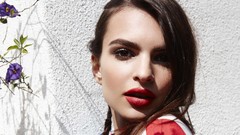 Woman lips faces brunettes Emily Ratajkowski