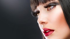 Woman lips faces brunettes hazel eyes